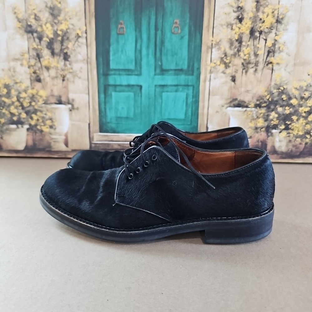 Fieramosca & Co. Desmond Dark Black Pony Hair Oxford Men US Size 8 M